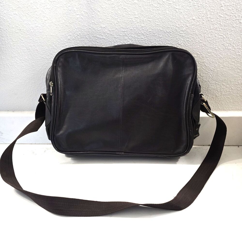 Vintage Leather Messenger Laptop Bag Brown Espresso 17x12 Briefcase Travel Work